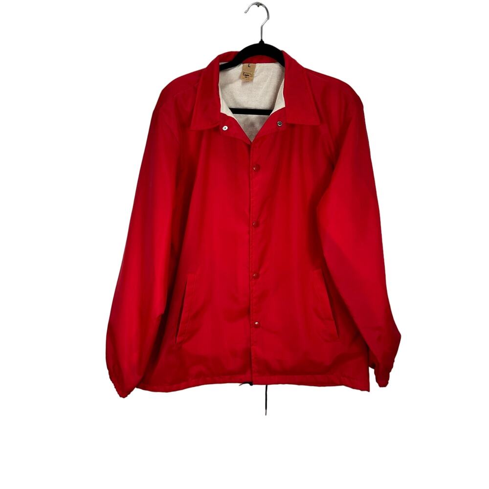 Vintage Eagle Made in USA Red Nylon Cotton Windbreaker Bomber Jacket size Large